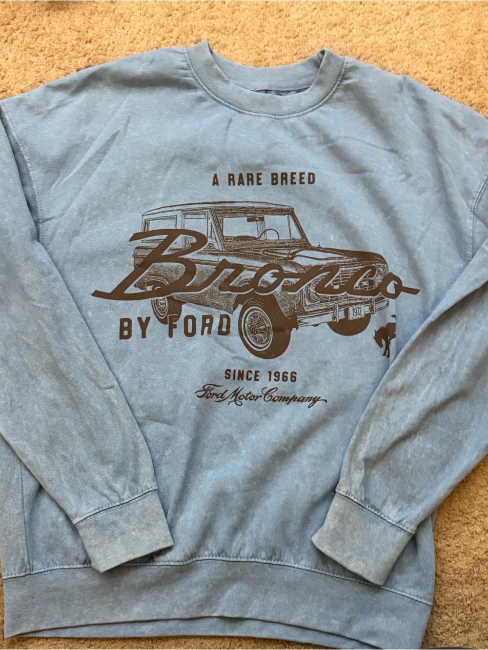 Ford Light Blue Bronco Graphic Crewneck Sweatshirt
